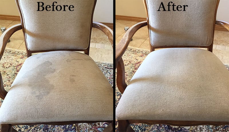 Accent chair stain extraction before and after