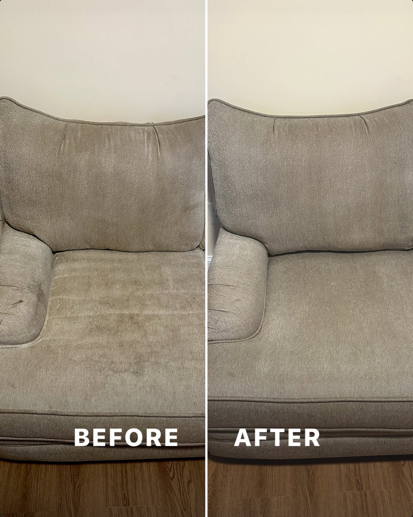 Lounge chair heavy seat soiling before and after